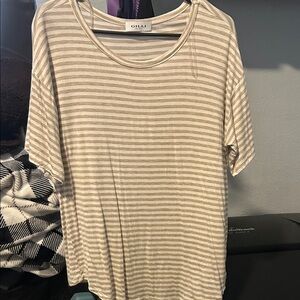 Gilli Beige and Cream Striped Tee